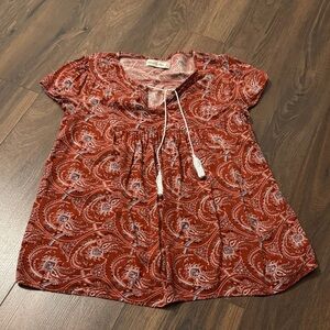 Abercrombie & Fitch Red Paisley Bohemian Blouse
